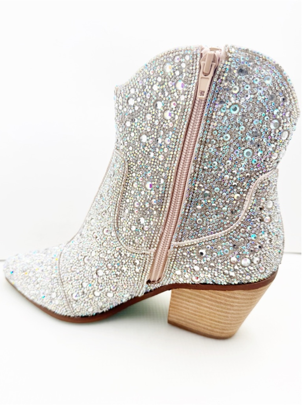 🆕{BETSEY JOHNSON} Blue DIVA Rhinestone Embellished Western Bootie - Picture 14 of 16